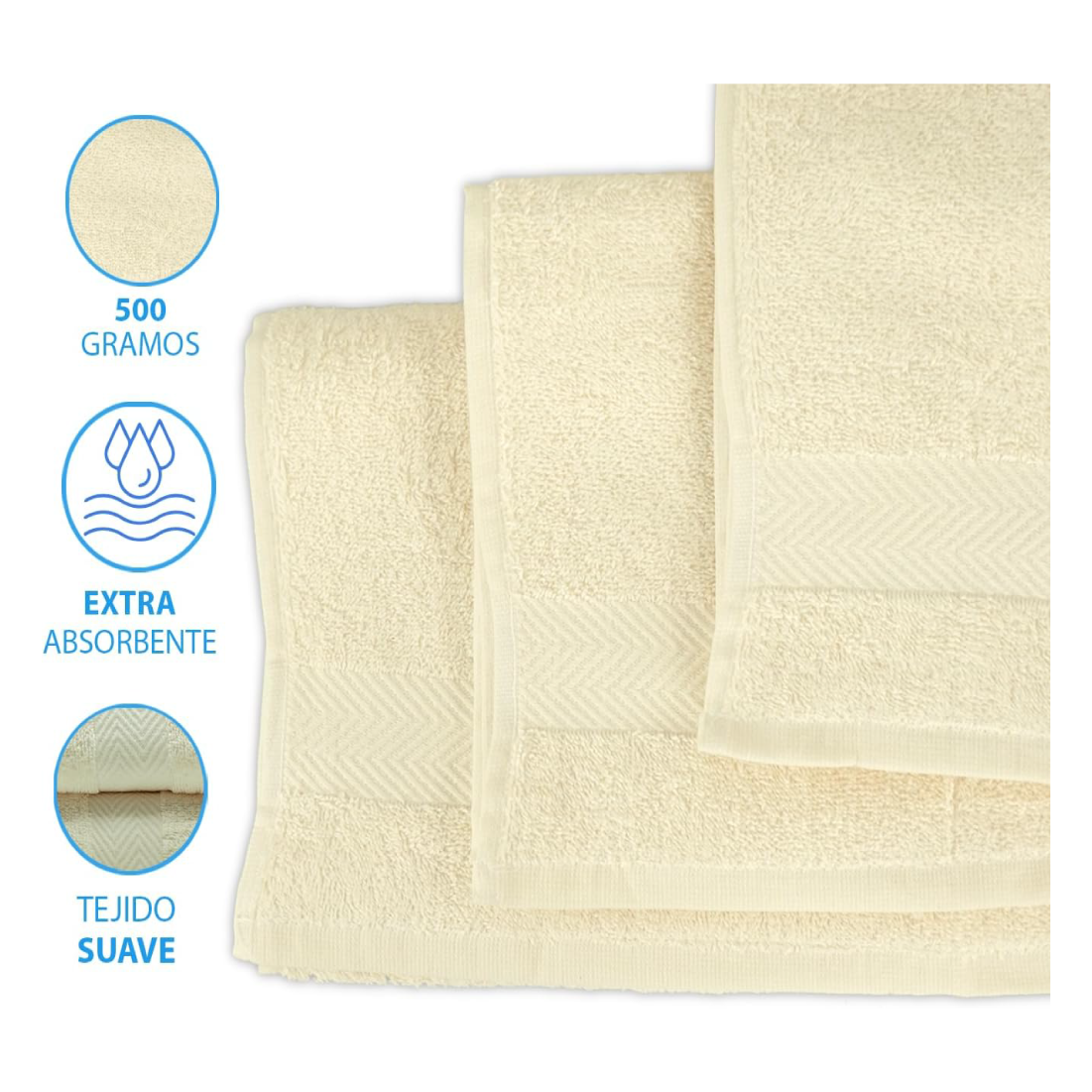 Conjunto com 6 Toalhas de Banho Grandes – 70x130cm (Cor Bege) - 3