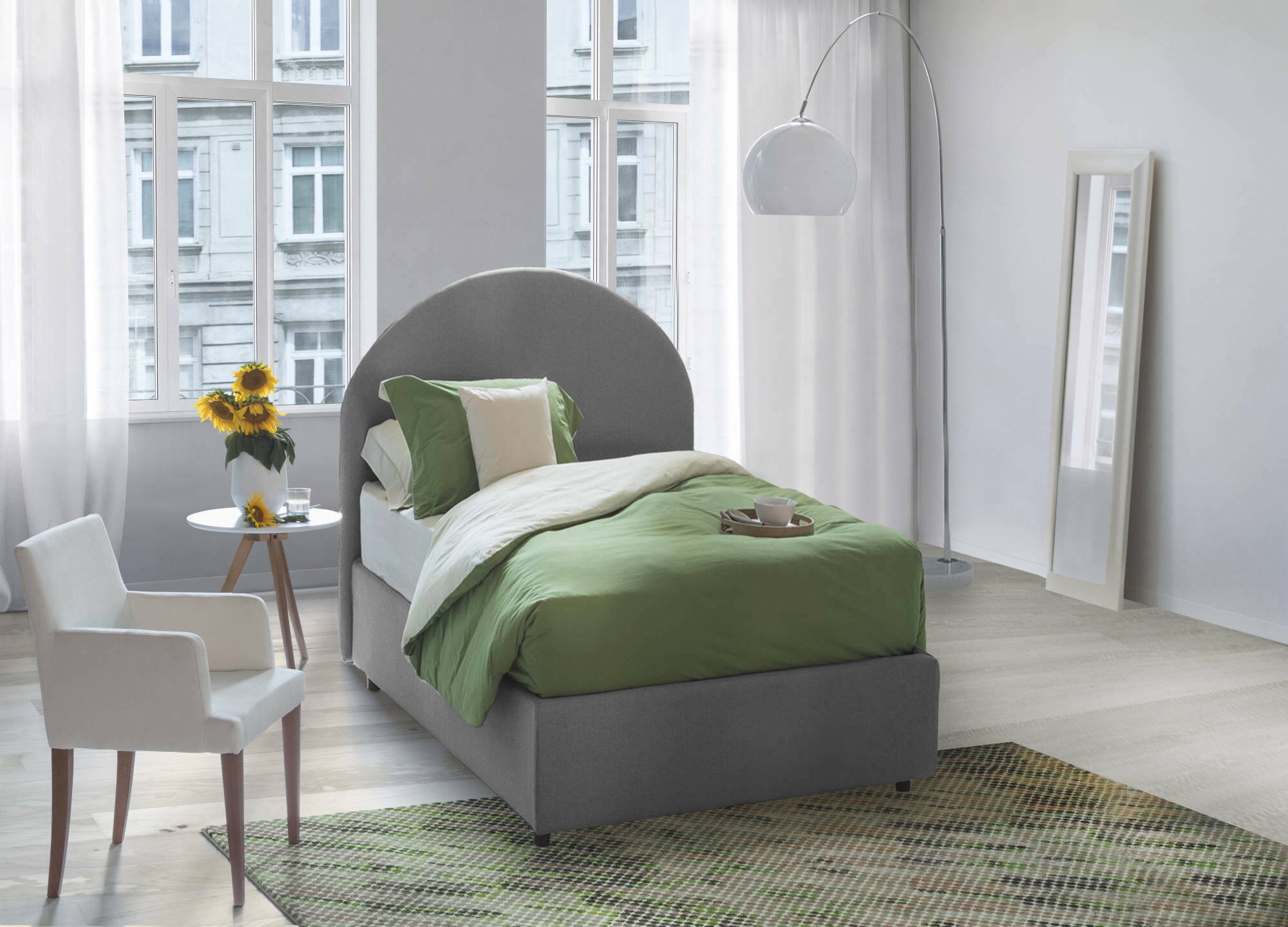 Talamo Italia Letto Singolo Vanessa, Letto Contenitore Con Rivestimento In Tessuto Apertura Frontale Adatto Per Materasso Cm 80x190 Tortora Nuovo Imballo 61336673