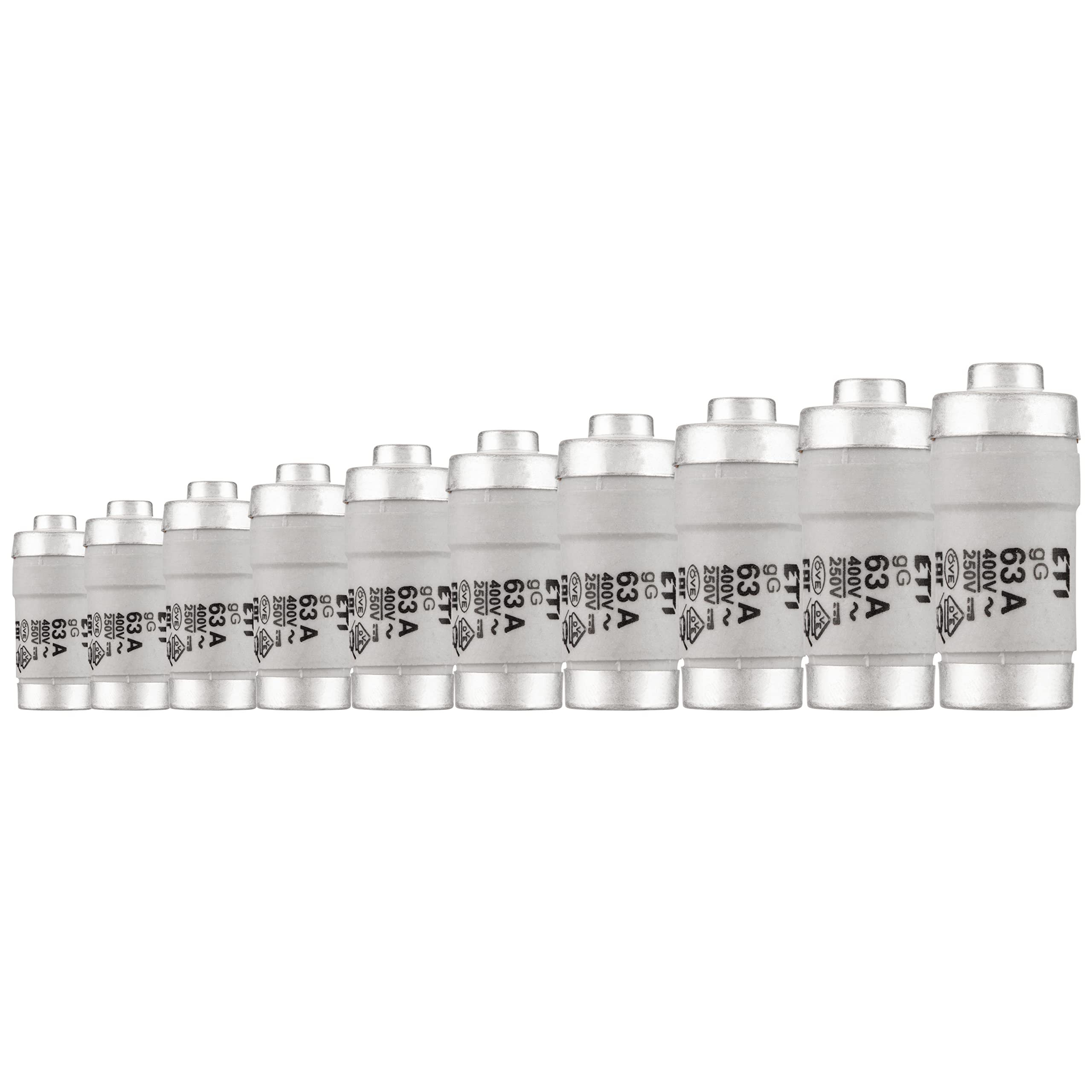 REV Fusibili Neozed D01/E14 10A 250V DC / 400V AC – Confezione 10 Pezzi, Grigio/Rosso, Caratteristica GG - 2