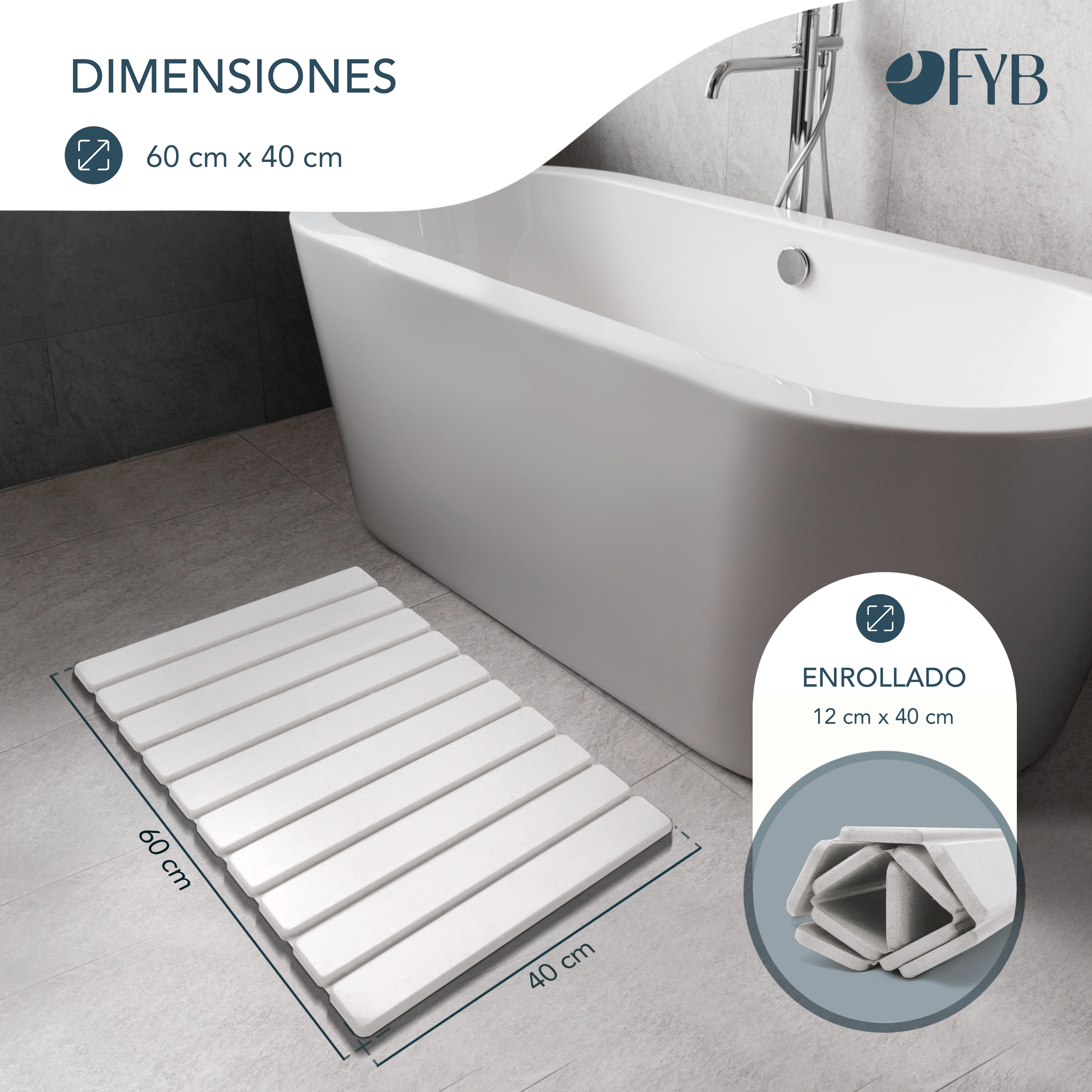 Alfombrilla de Diatomita para Baño Plegable Blanca 60x40 – Suave, Absorbente y Antideslizante – Secado Rápido - 3