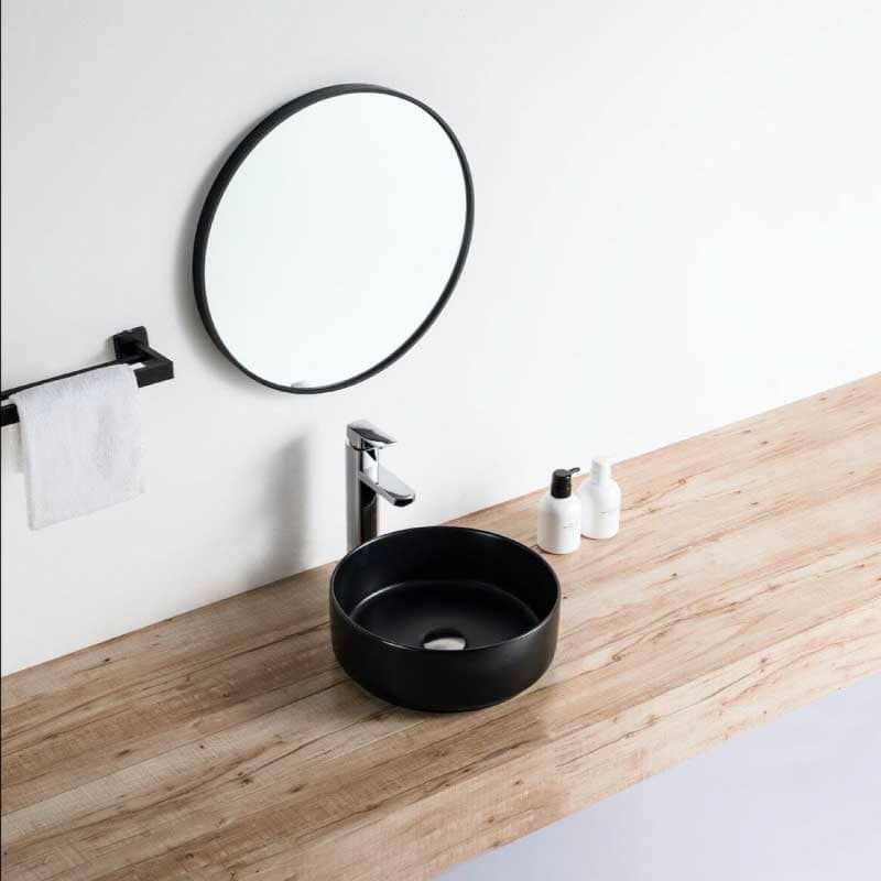 Vasque à poser ronde en céramique MENDOZA 6 coloris Ø36 cm Noir mat - 6