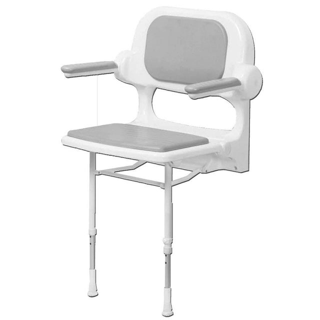 Akw - Siège de douche escamotable sur pieds avec dossier et accoudoirs-02130P - 02130P