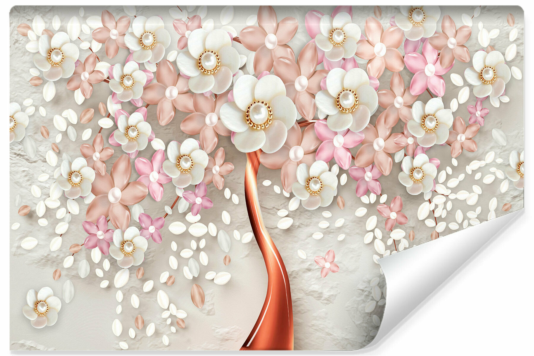 Papel pintado fotográfico no tejido para salón flores árbol abstracto 360cm x 240cm