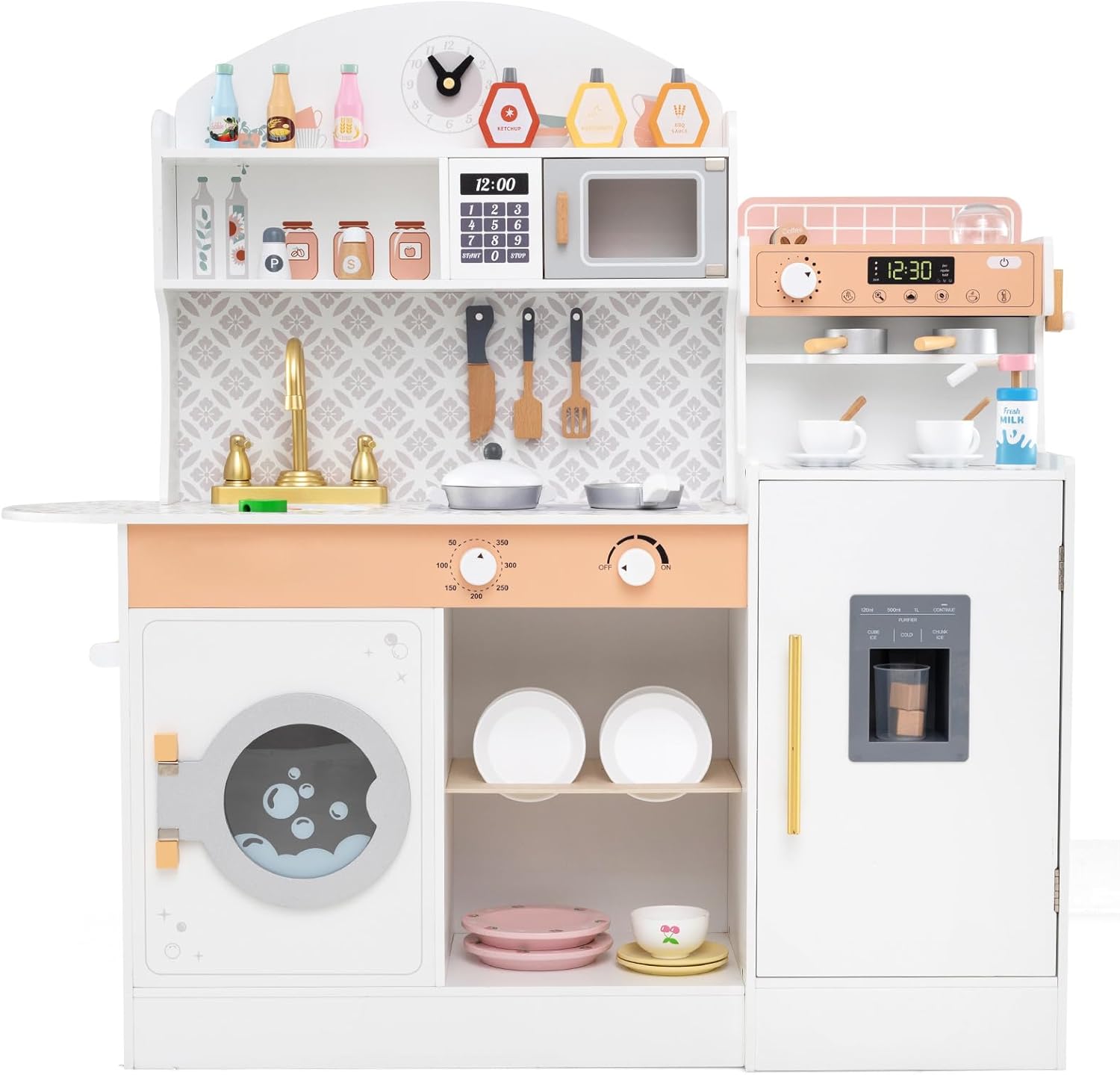 Cuisine Enfants d'Angle COSTWAY Interactive en Bois, 3 Ans+ avec Lumières et Sons, Poubelle Coulissante -12 Accessoire Gris - Jeux - Jouets Cuisine Enfants d'Angle COSTWAY Interactive en Bois, 3 Ans+ avec Lumières et Sons, Poubelle Coulissante -12 Accessoire Gris - Jeux - Jouets