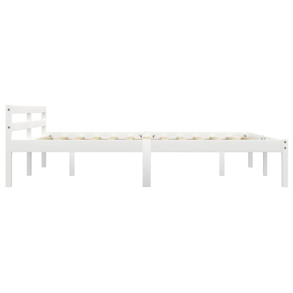 Cadre de lit sans matelas blanc bois de pin massif 160 x 200 cm - 4