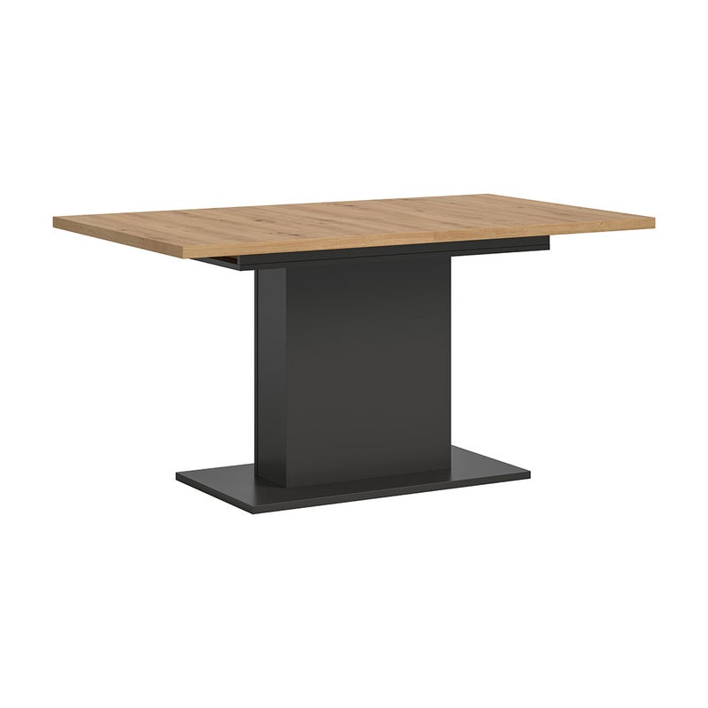 Motion stół do jadalni podstawa kolumnowa 90x150/190 cm z 1 wkładką dąb dekor, szary.