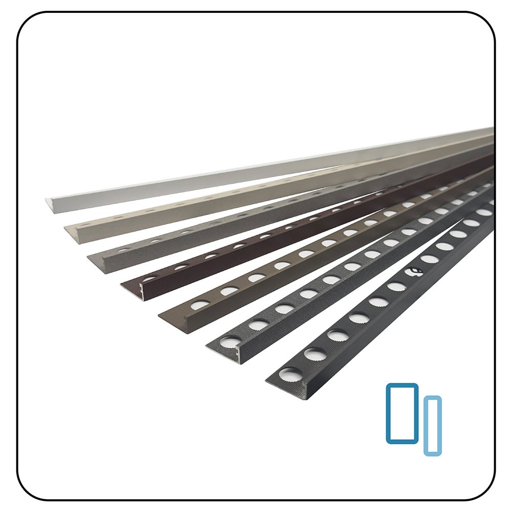 Perfil LUXURY BEIGE CLARO LACADO mate. Areas INTERIORES Y EXTERIORES. Recto de 12mm de espesor para azulejos. Aluminio L.2,60M x 12mm - 4