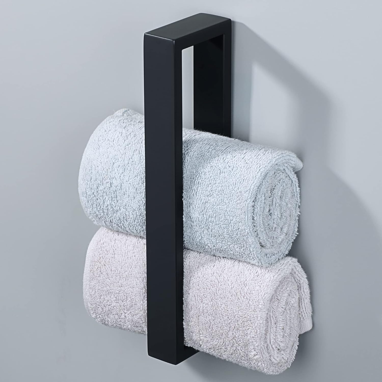 Portasciugamani Nero Opaco 61 Cm Per Bagno - Acciaio Inox 304 Con Staffe A Muro