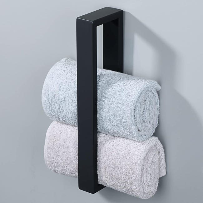 Portasciugamani Nero Opaco 61 Cm Per Bagno - Acciaio Inox 304 Con Staffe A Muro