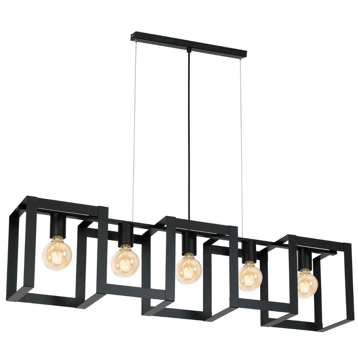 Lampa wisząca Kartel czarny matowy 5xE27x15W wym: 120 x 108 x 18 cm metal Luminex