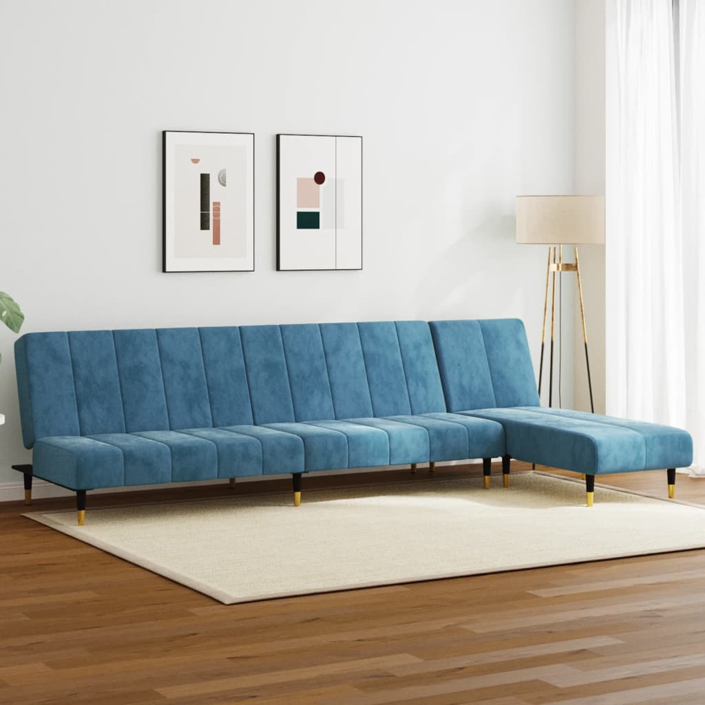 Set Divani In Velluto Blu Cobalto 5 Posti | Belani Design Moderno Con Lavorazione Capitonnè | Salotto Elegante E Confortevole - 5