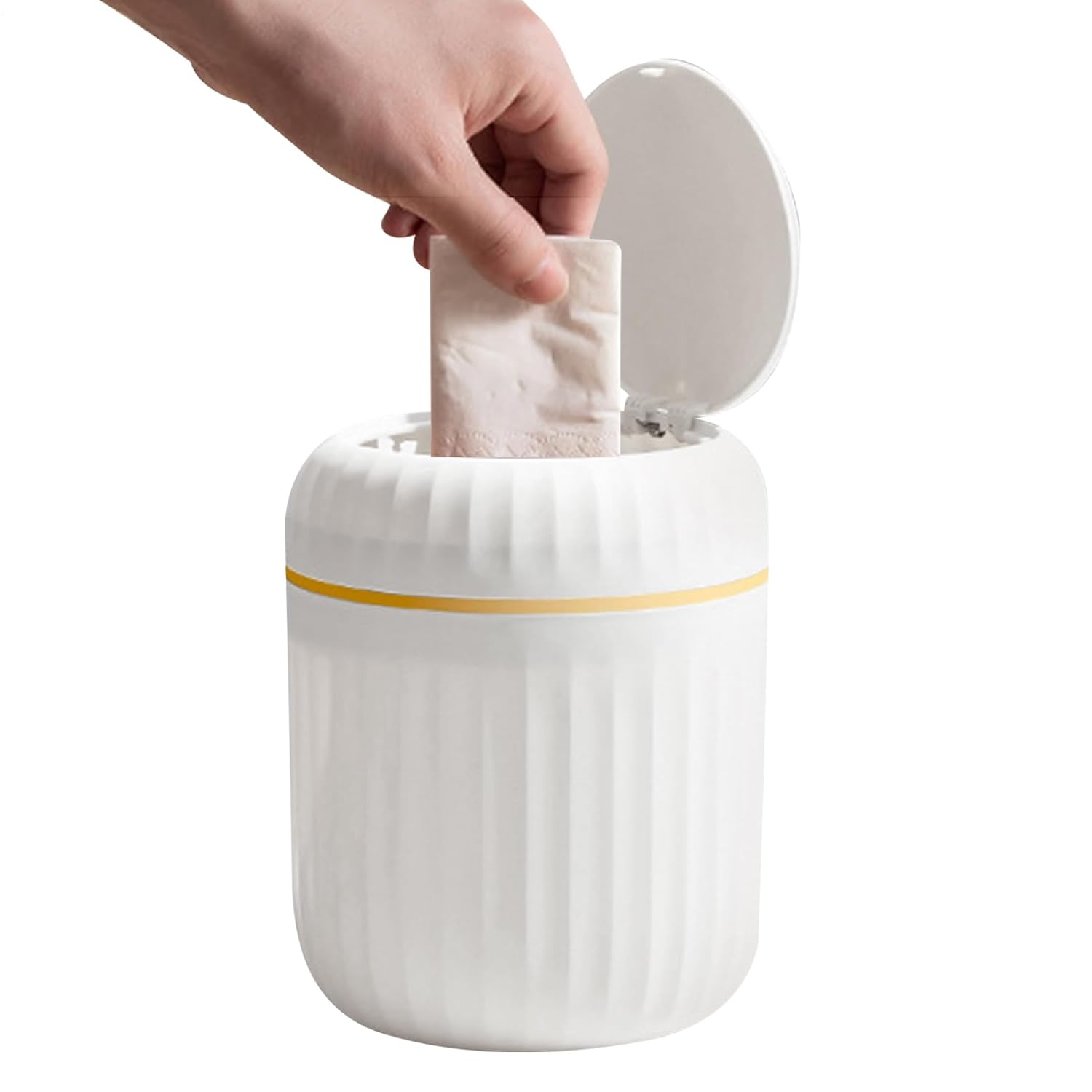 Mały kosz na śmieci stołowy, 16,5 x 13 cm, kosz na śmieci biurowy, z plastikową pokrywką wielokrotnego użytku