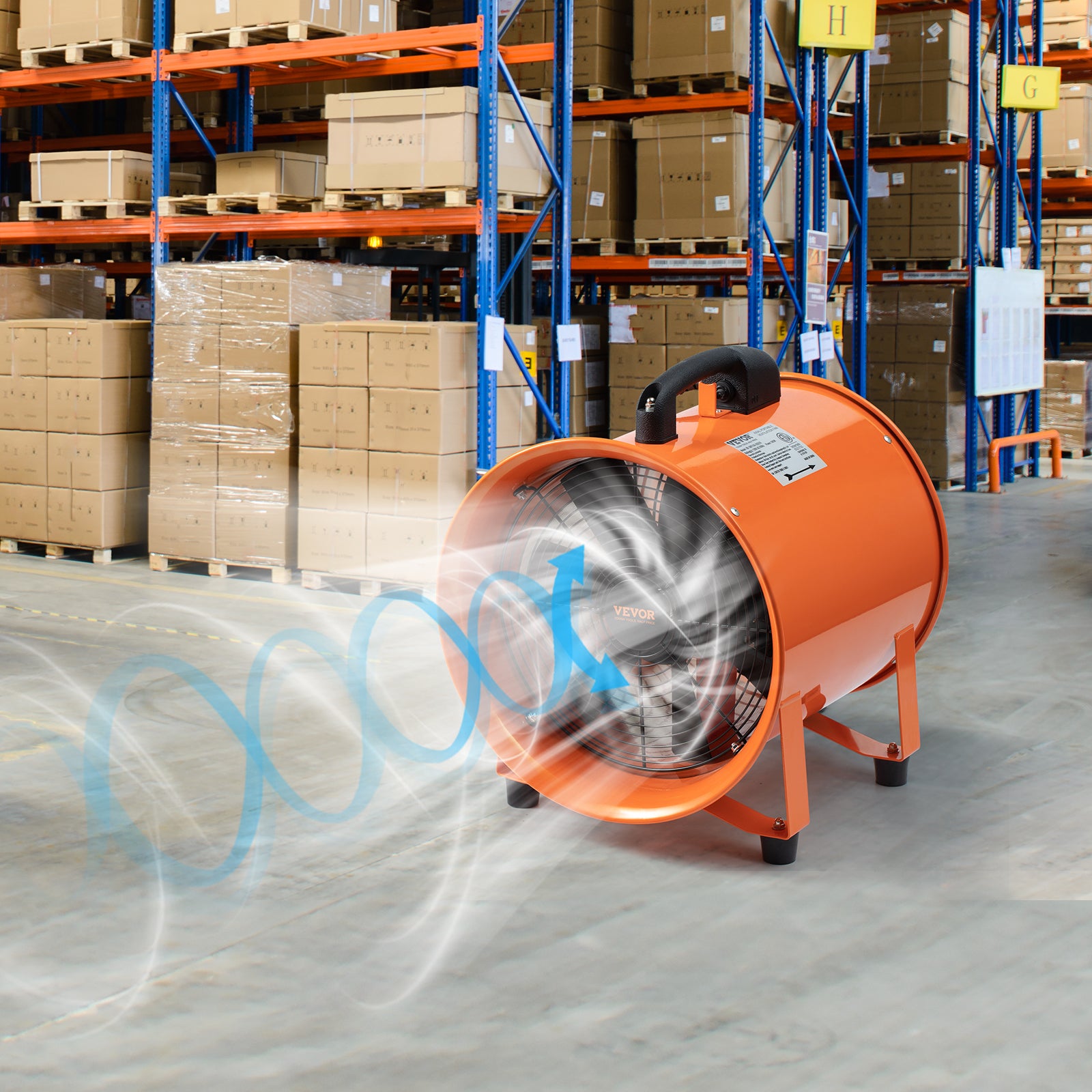 Ventilador Extractor Portátil 367 W Extractor de Aire Industrial por Conductos 304,8 mm Manguera de Extracción 5 m Volumen de Aire 2574 CFM Extr VEVOR - 8