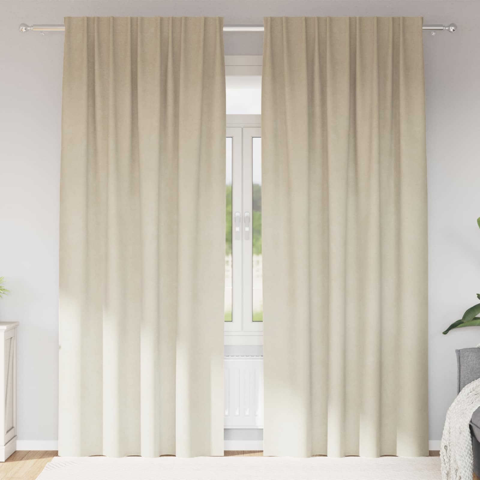 Zasłony zaciemniające 2 pcs Kremowy 140 x 260 cm Aksamit vidaXL