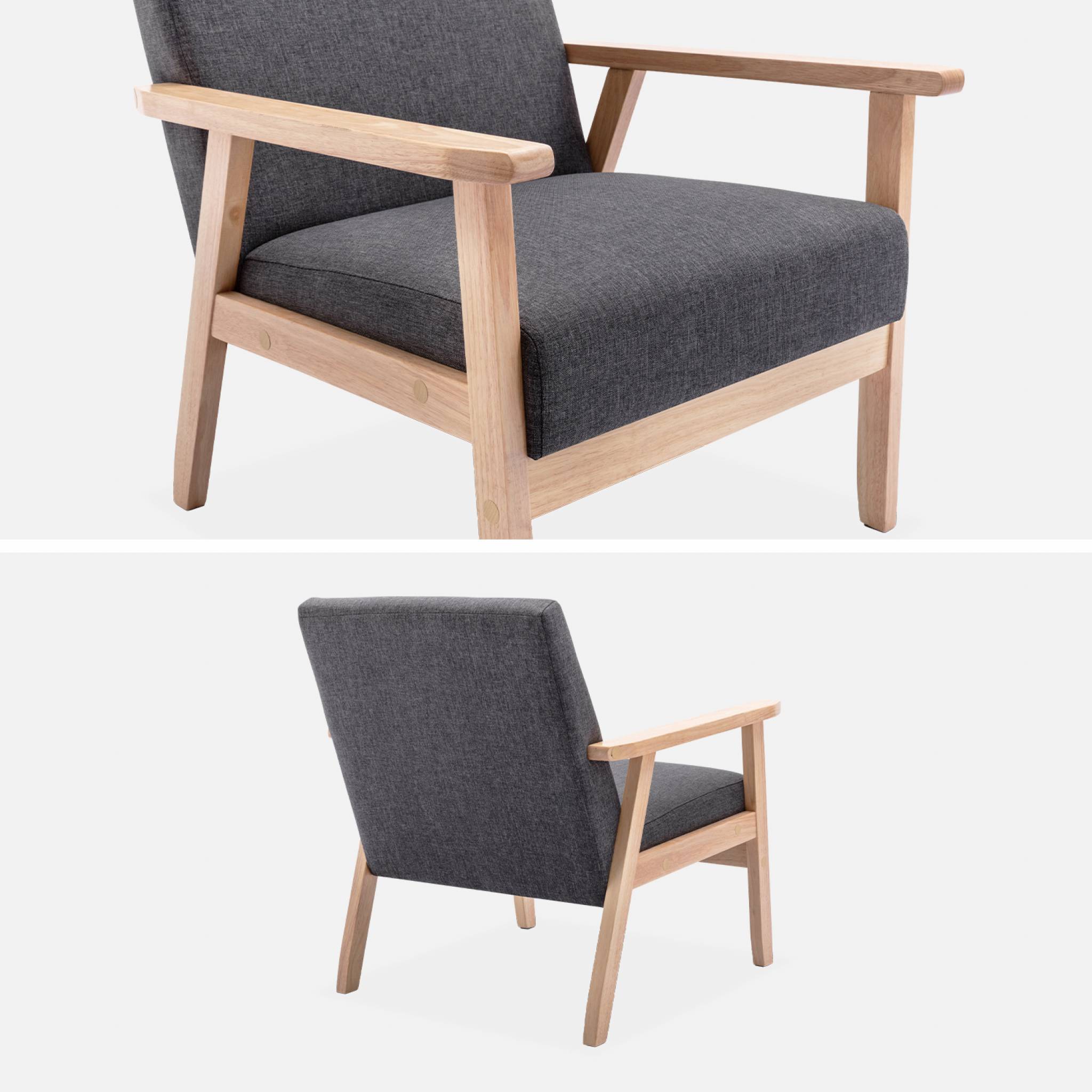 Fauteuil scandinave en bois et tissu gris foncé. Isak. L 64 x P 69.5 x H 73cm ISAK - 4