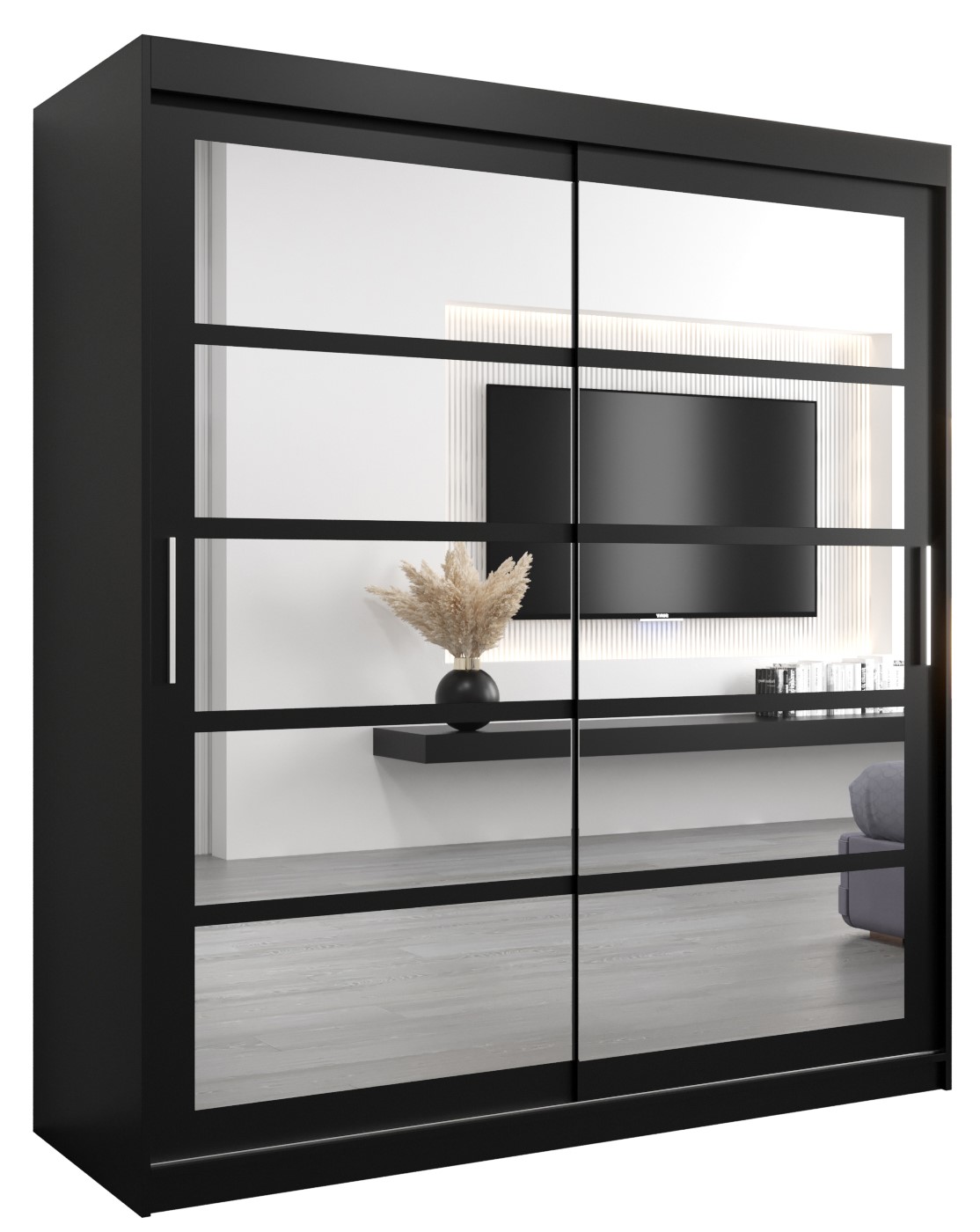 Szafa przesuwna garderoba ROMA 2 180 x 62 x 200 cm Czarny - Abiks Meble