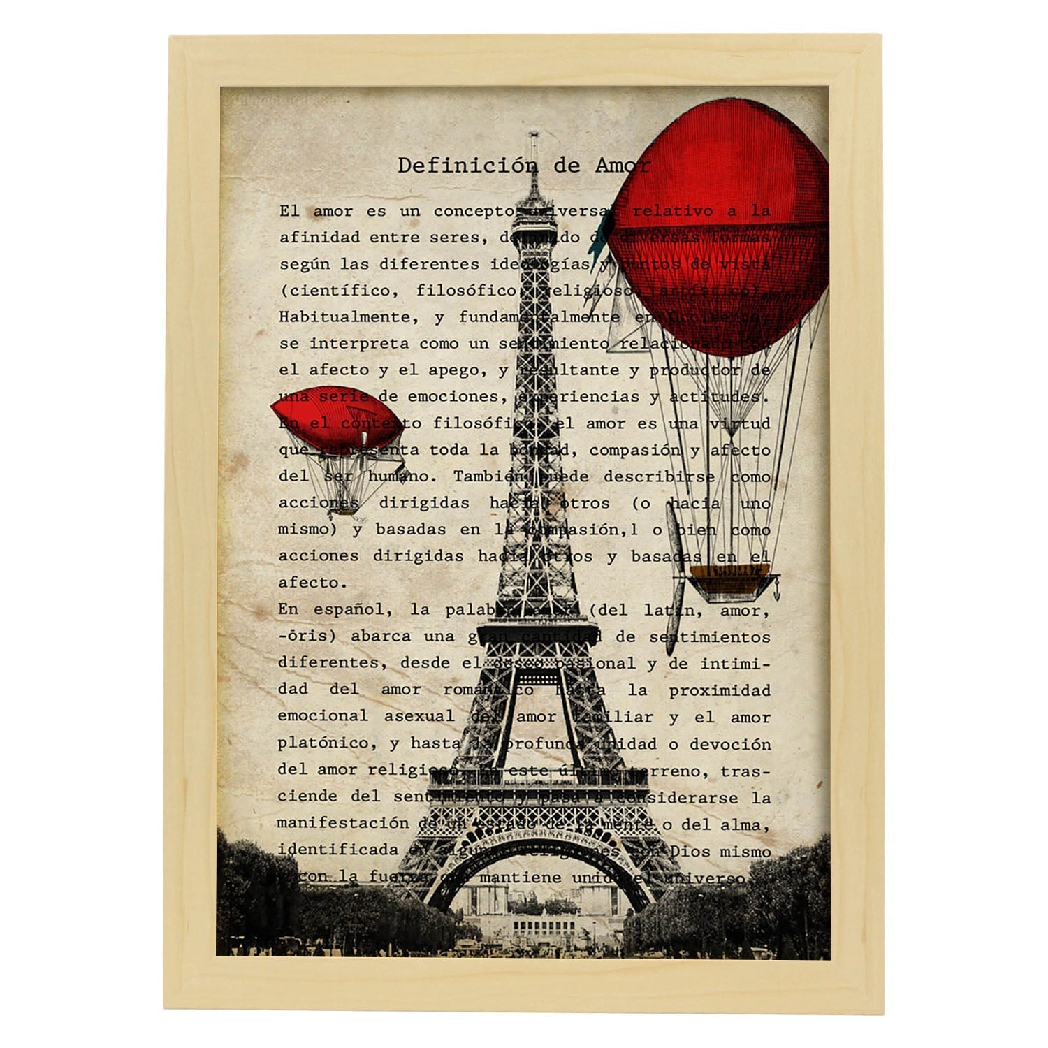 Poster de paris. torre eiffel. láminas de monumentos del mundo. diseño de viaje y de paises. marco blanco - a3