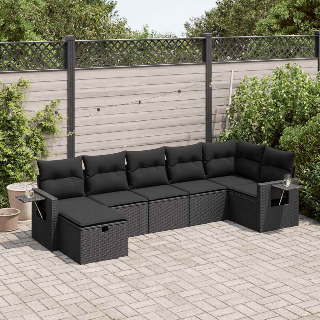 Salon bas de jardin en Rattan synthétique Noir 7 personnes | Leroy Merlin