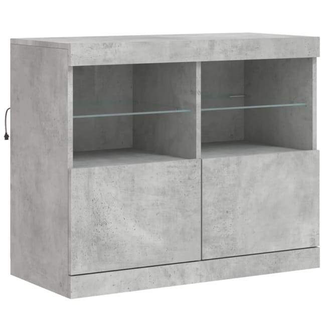 Credenza Con Luci LED VidaXL | Grigio Cemento 60,5x37x100 Cm | Legno Multistrato | USB Alimentato - Foto 3