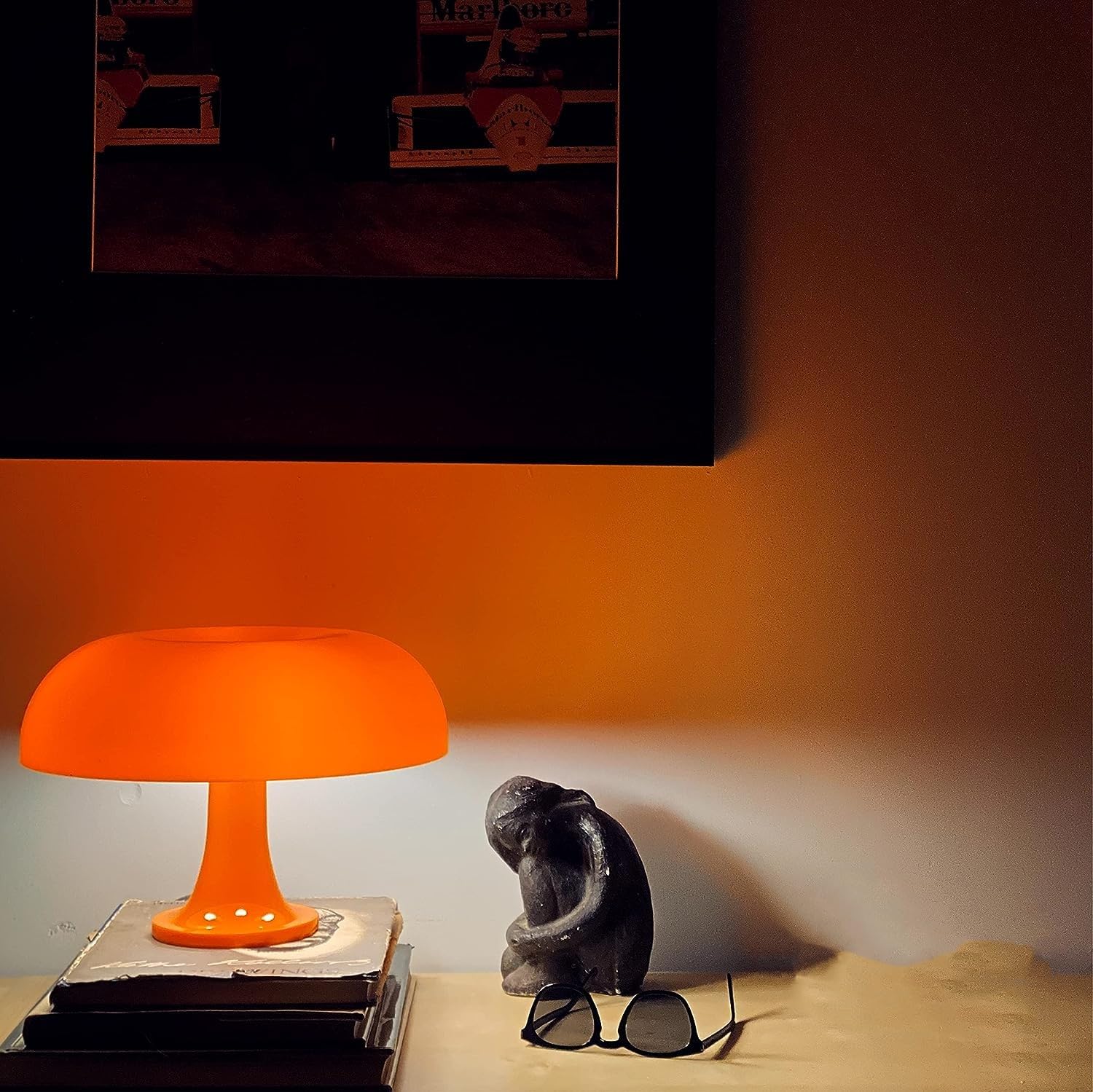 Lampe de table LED, lampe de table champignon orange, lampe de chevet champignon LED, lampe de bureau esthétique, 3 températures de couleur - 9