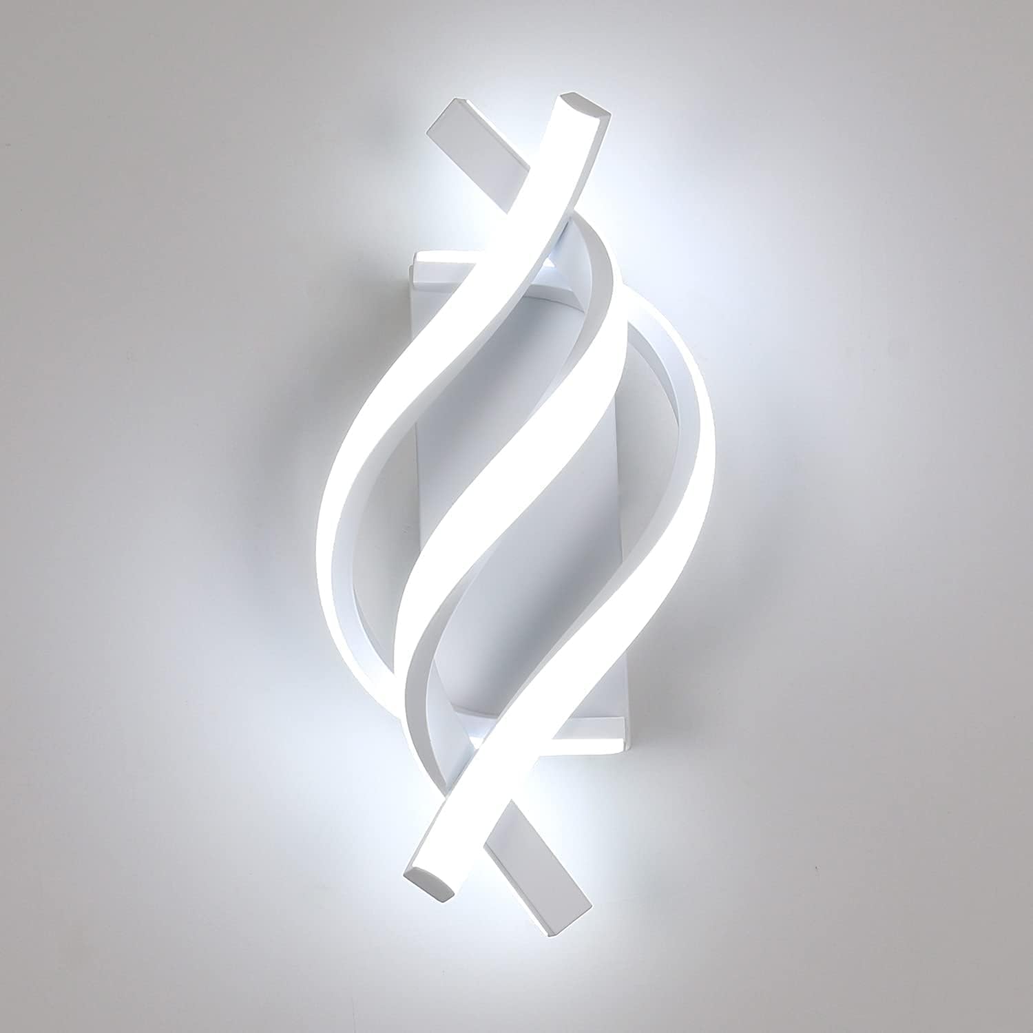 Nowoczesna lampa ścienna LED 16W do wnętrz, wygięta konstrukcja, trzy kolory światła: biały