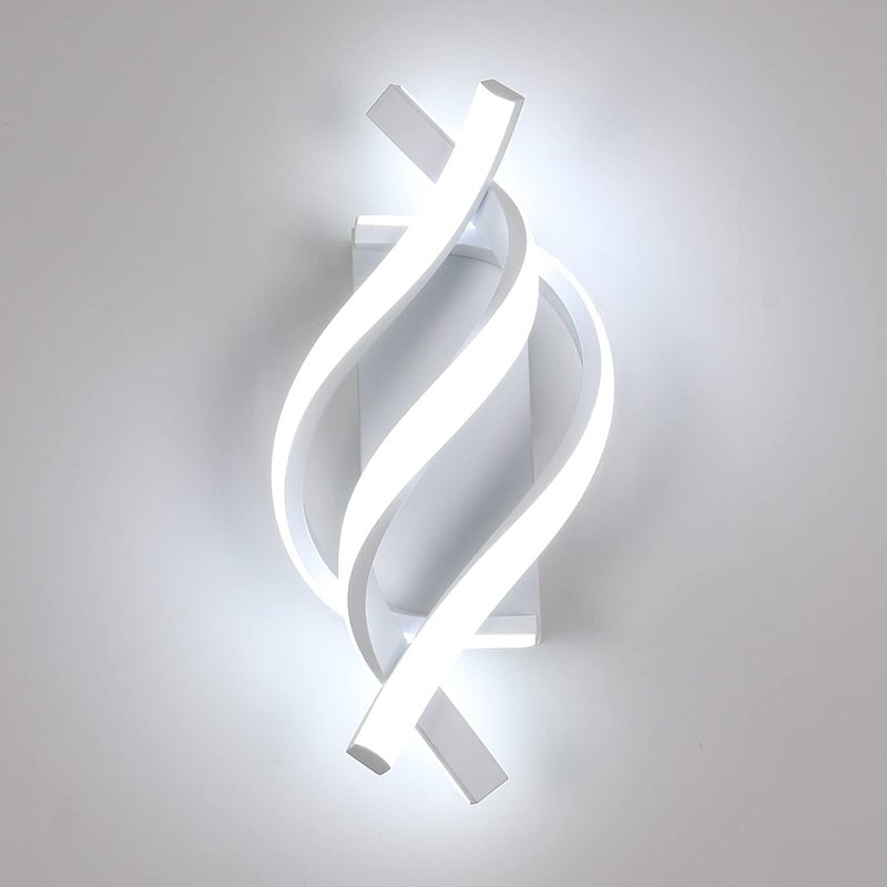 Nowoczesna lampa ścienna LED 16W do wnętrz, wygięta konstrukcja, trzy kolory światła: biały