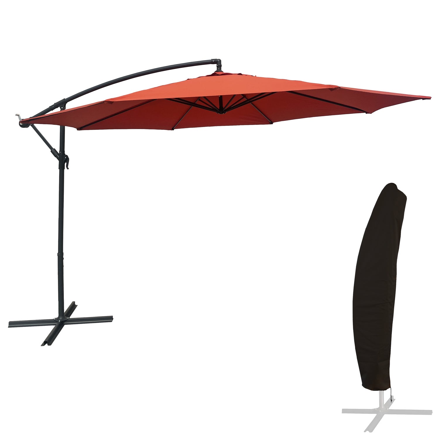 Okrągły parasol OAHU o średnicy 3.50 m terakota + pokrowiec