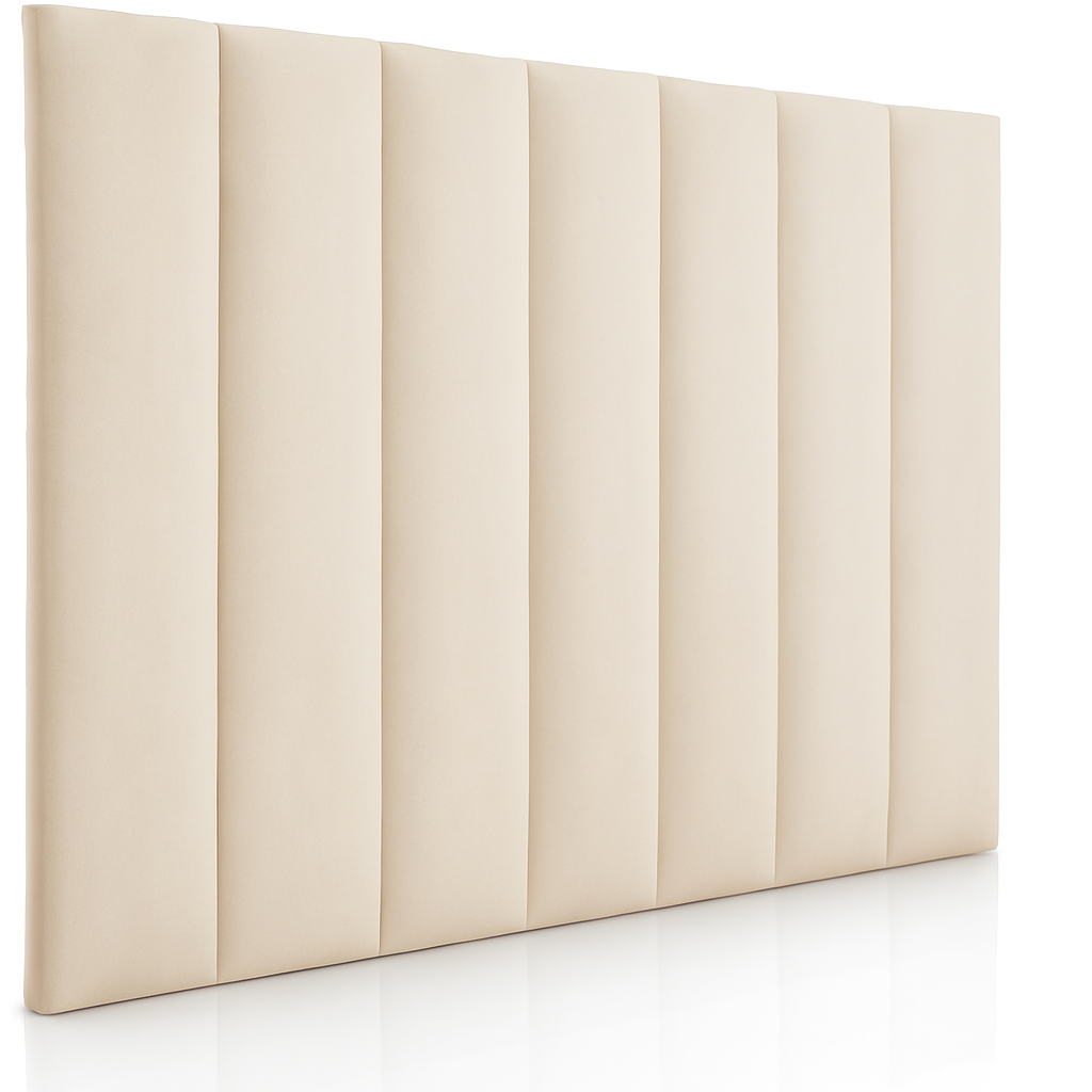 Cabecero tapizado nórdico líneas verticales tela antimanchas Beige para cama 135 cm - 145x125 cm - 5