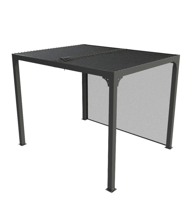 Pergola Bioclimatica 240X300cm in Alluminio Grigio Antracite per Balcone e Terrazzo, con Tenda a Movimento Manuale per Lato 3 m in Colore Grigio