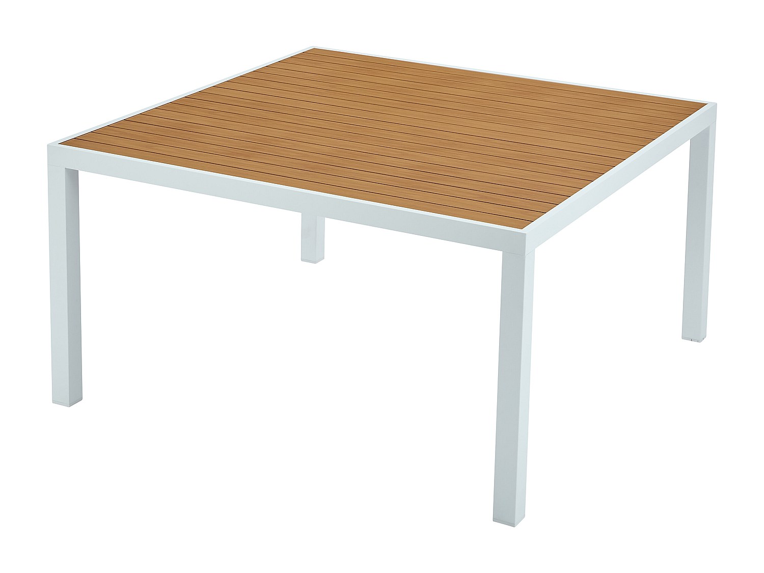 Stół ogrodowy jadalniany kwadratowy z aluminium dł. 140 cm - Naturalny jasny i biały - MACILA marki MYLIA
