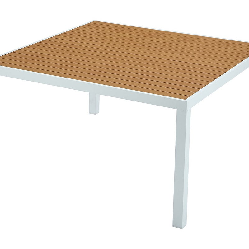 Stół ogrodowy jadalniany kwadratowy z aluminium dł. 140 cm - Naturalny jasny i biały - MACILA marki MYLIA