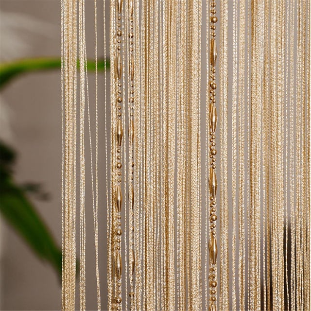 Rideau de Porte en Perles Rideau Anti Moustiquaire, Separation de Piece Moustiquaire de Porte Fenêtre de Cuisine pour Cuisine (Champagne,100x200cm)