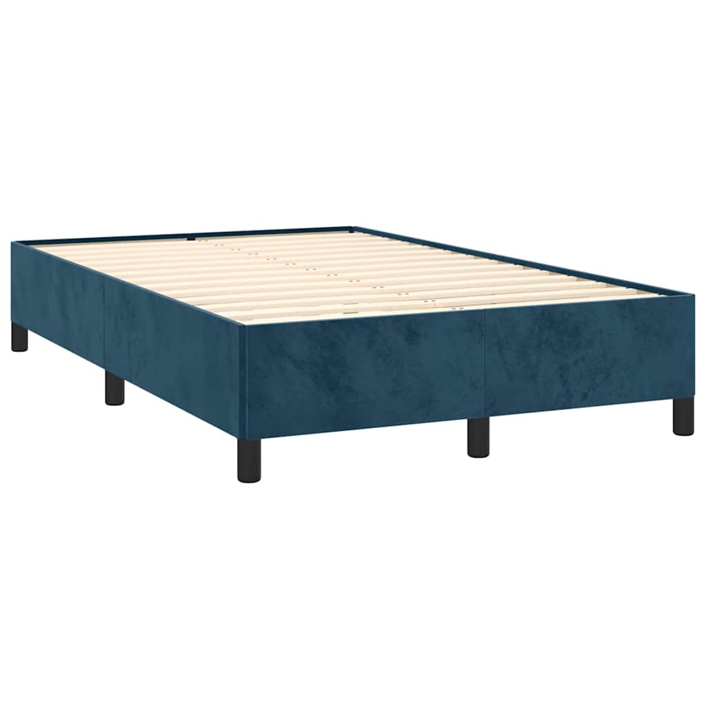 Cadre de lit sans matelas bleu foncé 120 x 200 cm en velours - 4