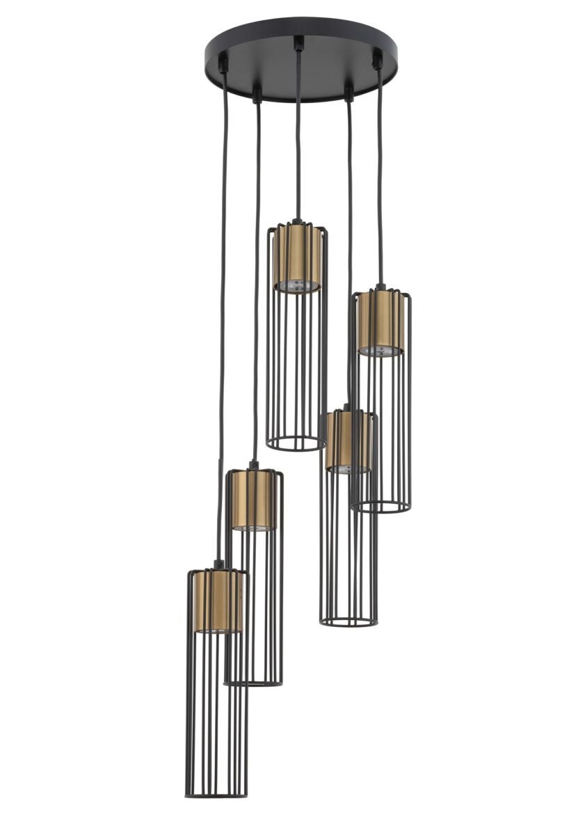 Lampa wisząca Fobia czarno-złota 5xGU10x25W dekoracyjna wym: 100 x 25 x 25 cm metal SIGMA