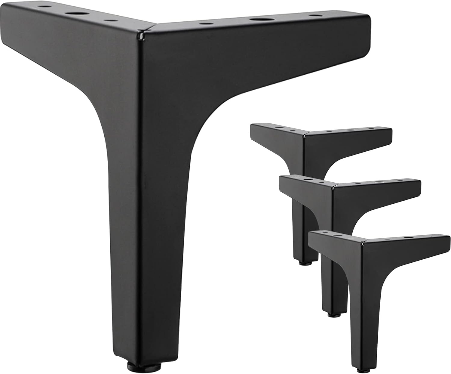 Zestaw 4 srebrnych (czarnych) metalowych nóżek meblowych o wysokości 15 cm, odpowiednich do szafek, sof, stolików kawowych, stojaków pod telewizory i