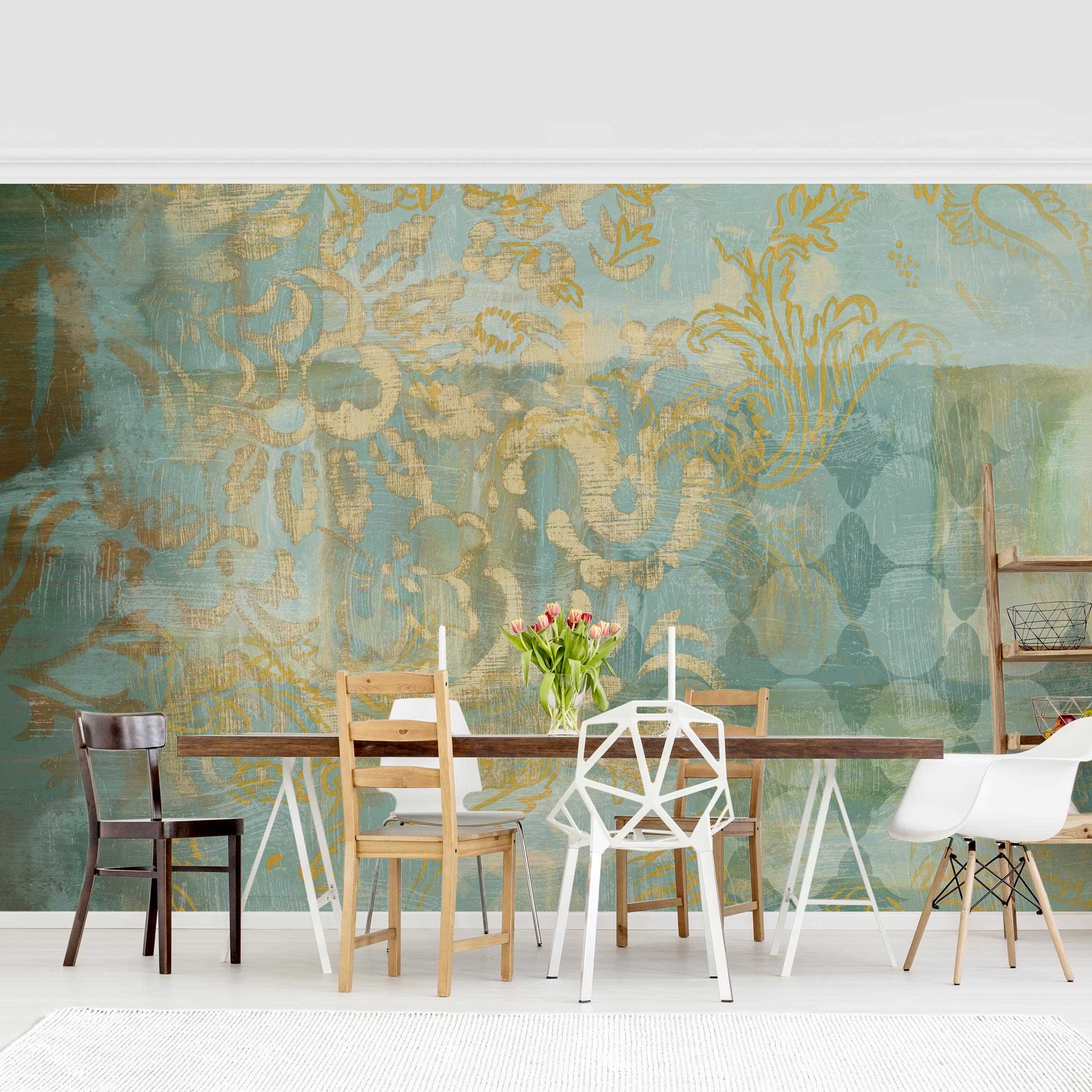 Papel pintado estampado arte motivos orientales vintage 260 - salón dormitorio cocina pasillo - tnt 288 x 190 cm premium