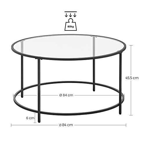 Genérico Negro Mesa De Centro De Cristal Templado Con Estructura Metálica - Imagen 2