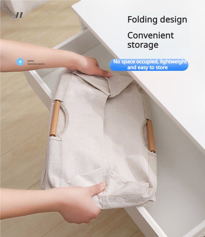 Bac de rangement pour vêtements sales en coton et lin, panier à linge pliable pour vêtements et jouets d'enfants, 40 x 27 x 56 cm - 5
