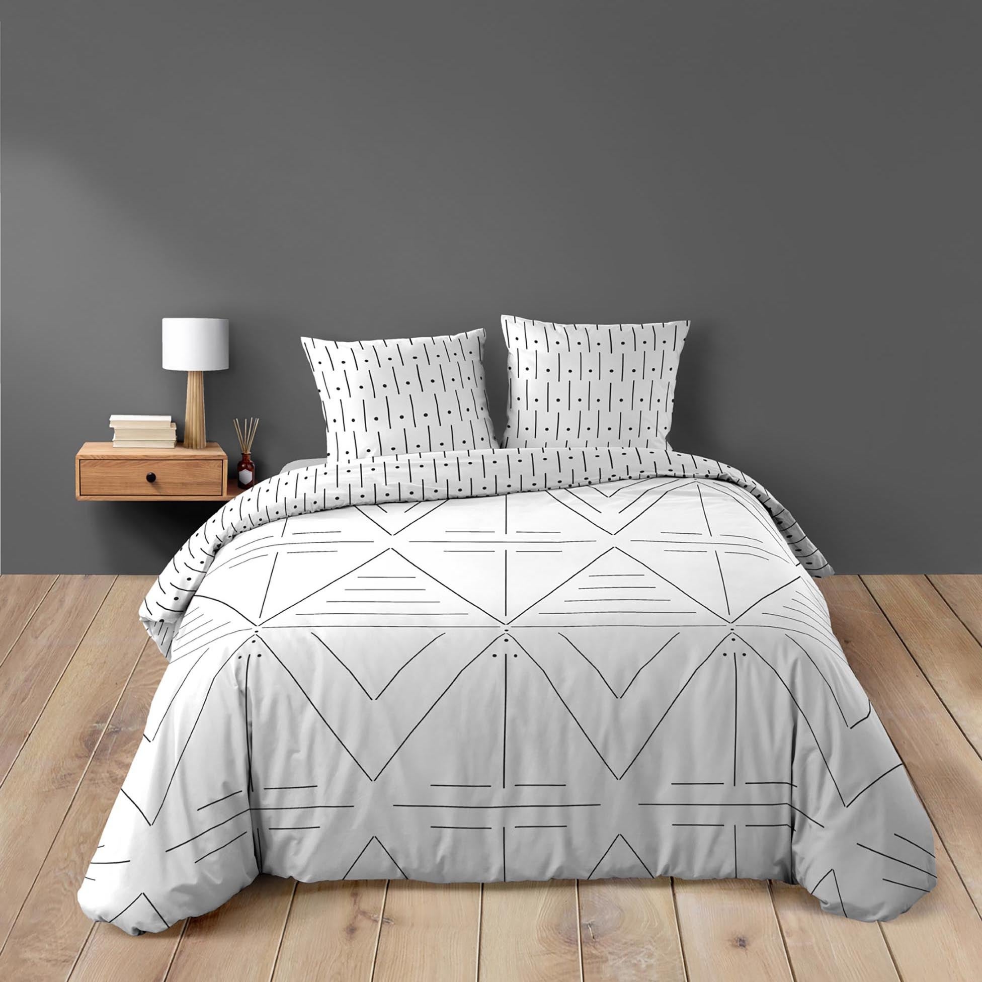 Pack 4 pièces Housse de couette 260 x 240 cm Etna + 2 taies + drap housse 160 Noir - 2