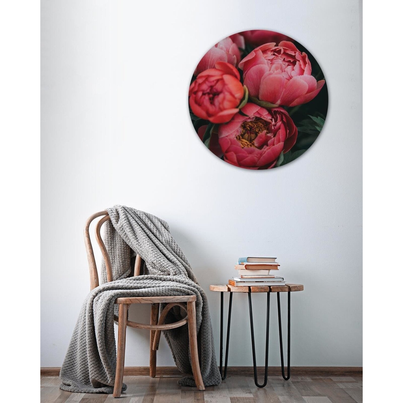 Tableau fleurs de pivoine rose bois - 60 x 60 cm - 3