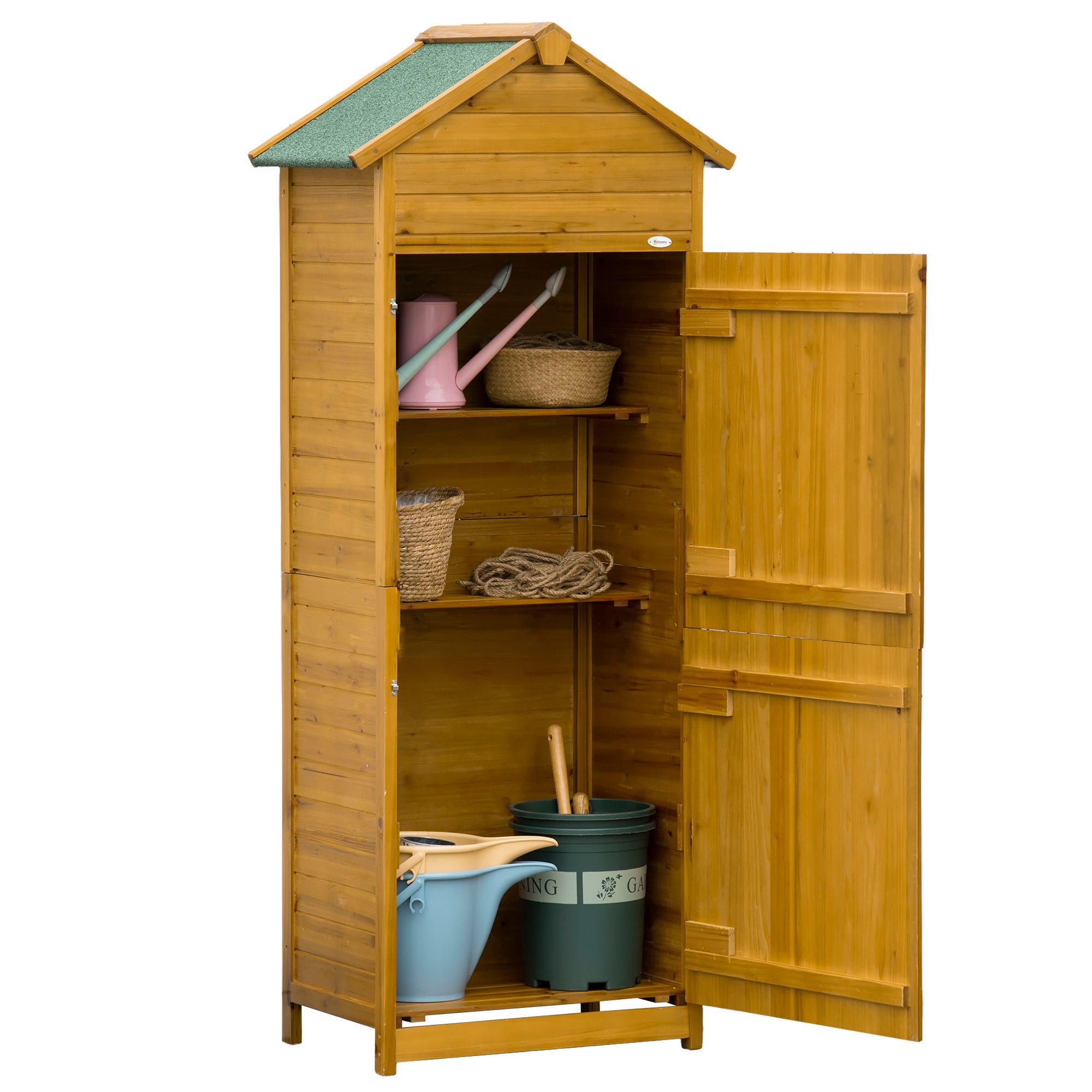 Abri de jardin en bois naturel, armoire à outils, armoire de jardin, 2 — free download