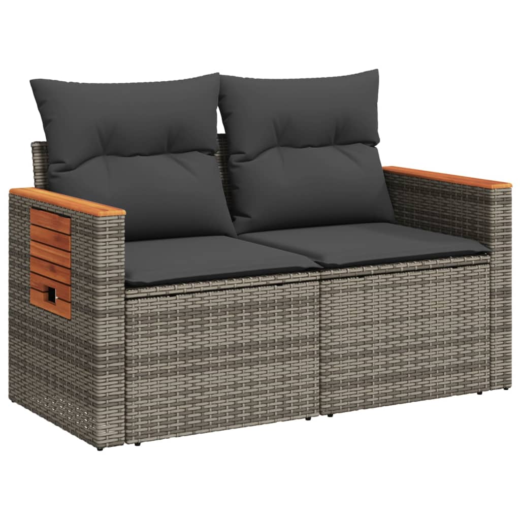 Salon bas de jardin en polyrattan Gris 2 personnes - 4