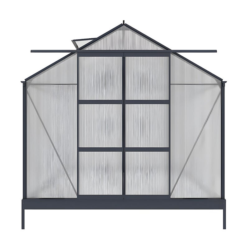 Szklarnia ogrodowa z poliwęglanu o pow. 9 m² COROLLE II z podstawą - Antracytowa -