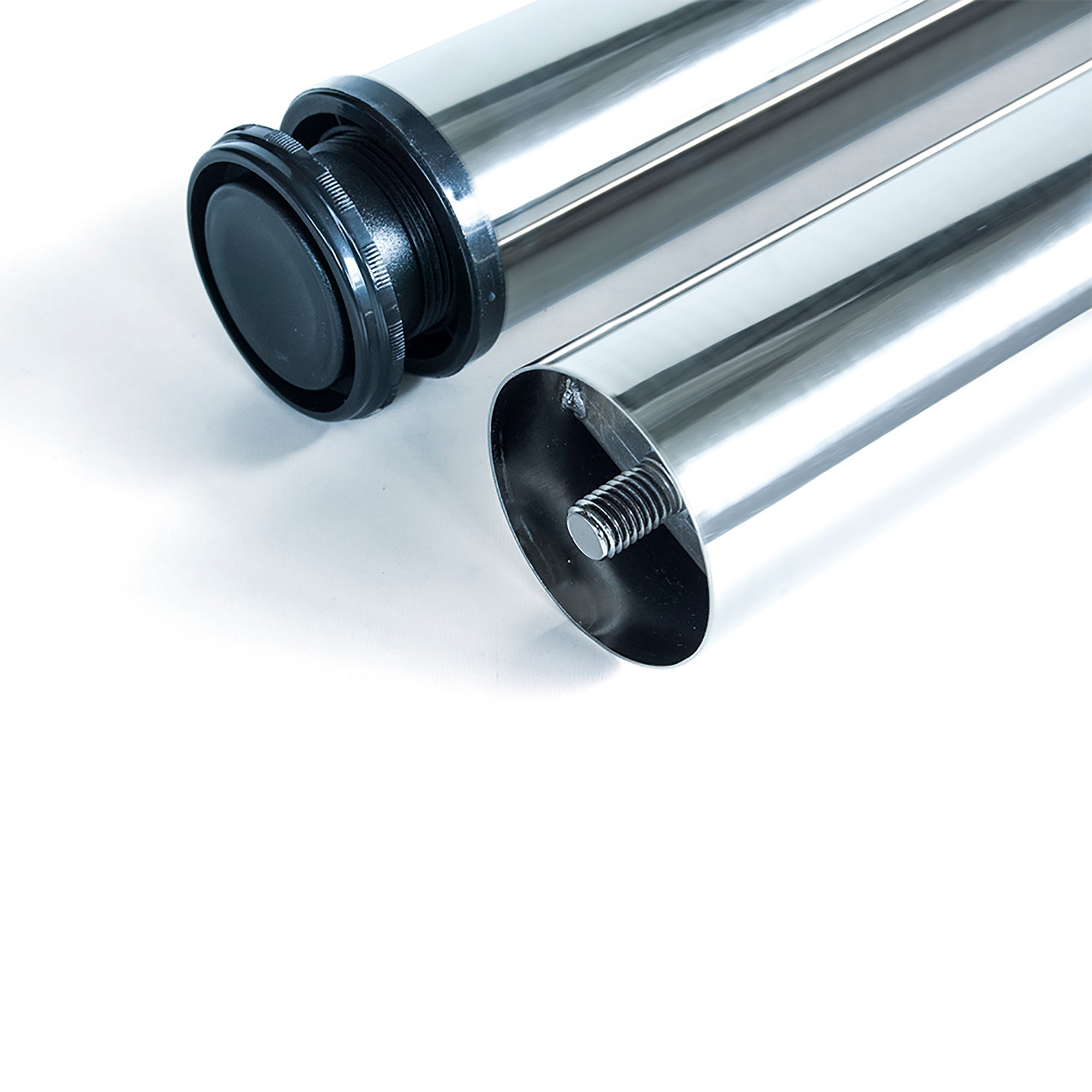 Emuca Lot de 4 pieds de table, diamètre 60mm, H 710mm, Acier, Chromé - 2