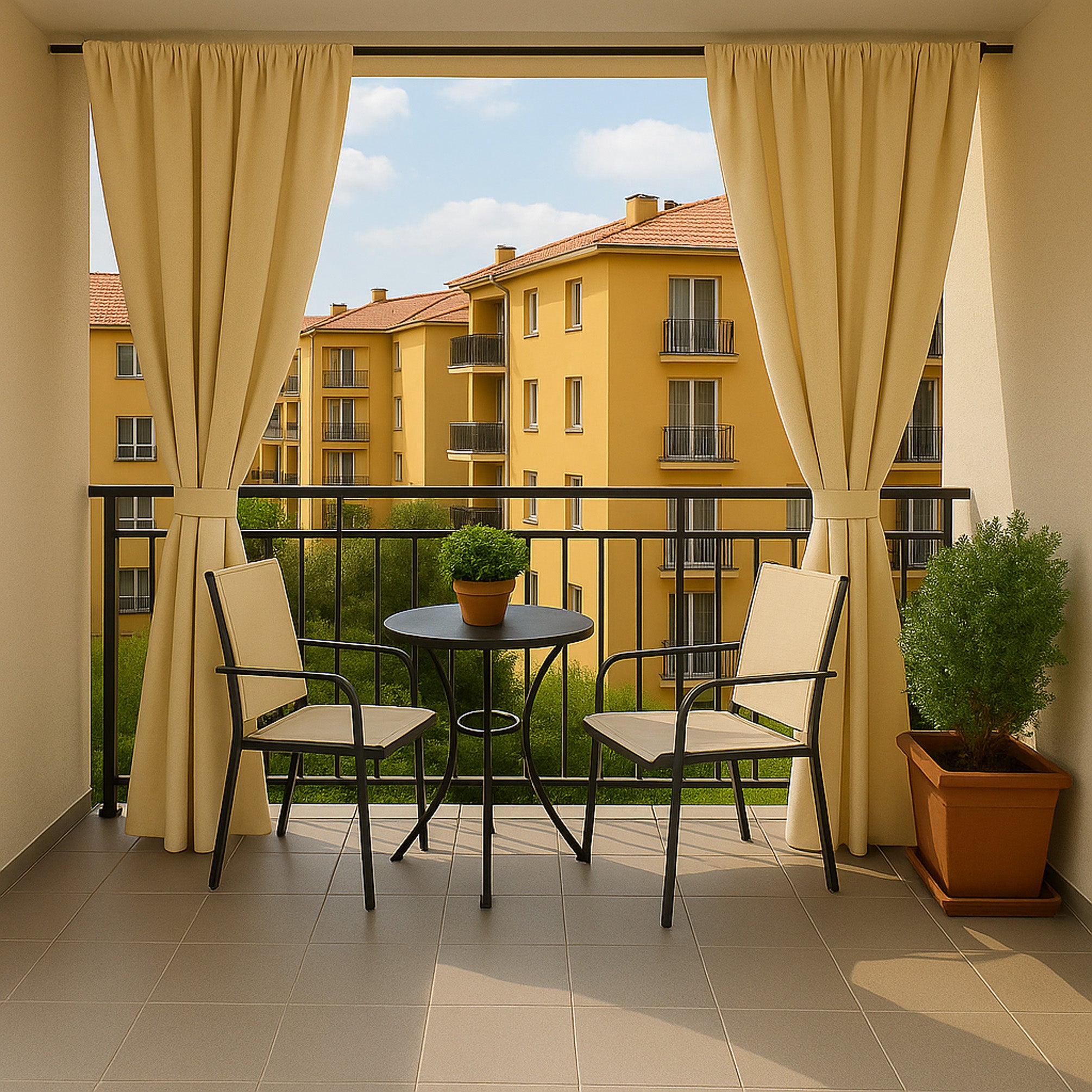 Cortinas de exterior 155x220cm, Cortinas de exterior Beige, Cortina de pérgola impermeable, Cortina para balcón, Cortina de exterior para terraza - 4