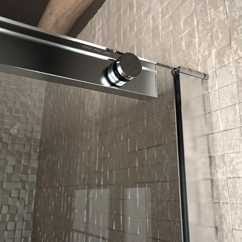 Paroi de douche frontale LUNA Noir Mat 152-156 cm – Verre fumé – Réversible – Trait. anticalcaire - 2