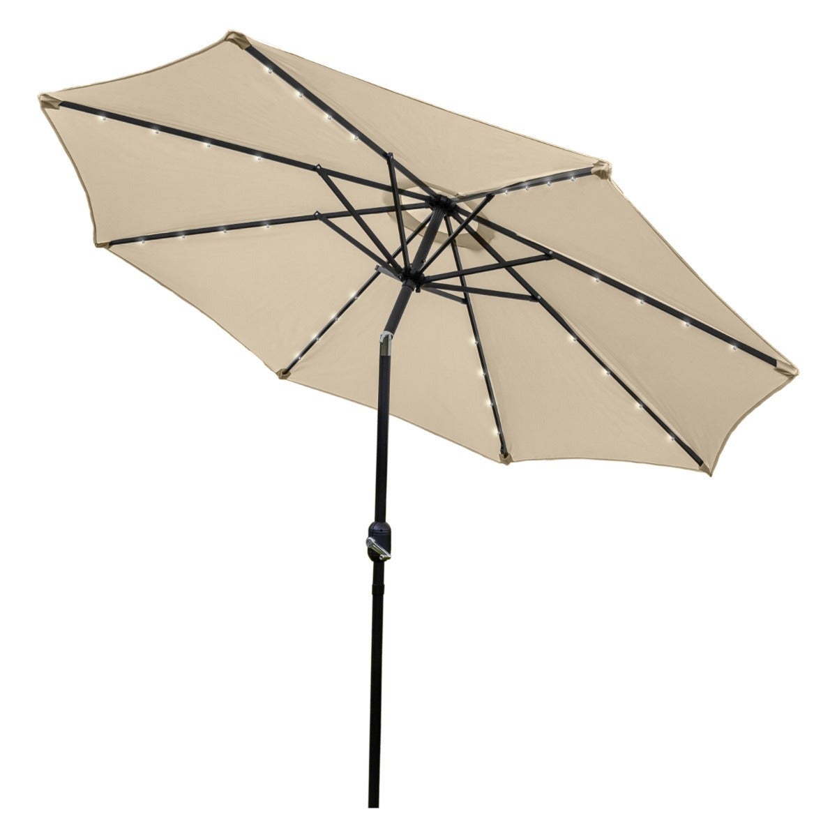 Ombrellone Da Giardino Orientabile 2,7 M – Colore Marrone, Copertura In Poliestere Resistente Al Sole E All'acqua. Apertura A Manovella, Palo In Ferro Smontabile. Per Patio, Piscina E Balcone. (Base Esclusa)