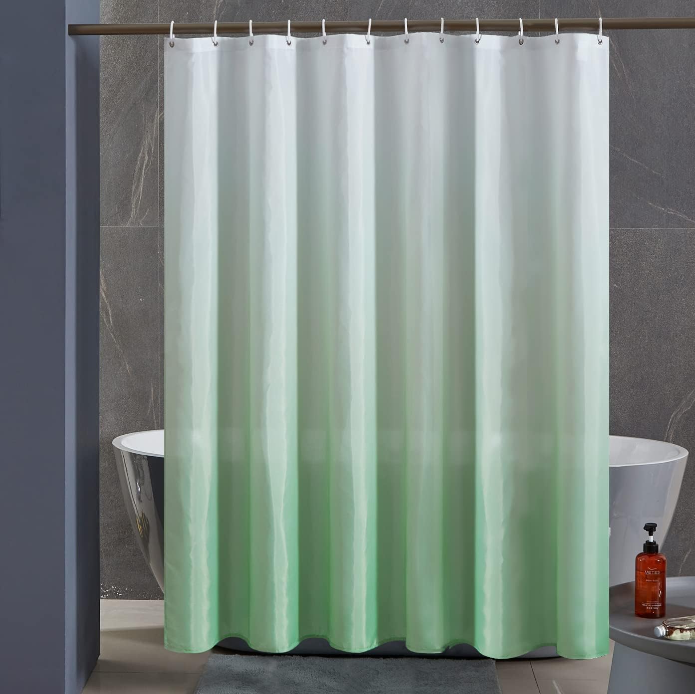 Rideau de douche dégradé, imperméable et anti-moisissure avec crochets ...