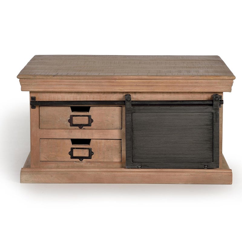 Podstawa stołu z drewna manguier i kamieni z naturalnego metalu