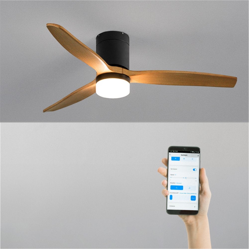 WIND CALM M - Ventilador de teto silencioso de 40 W com pás técnicas em ABS de vários tamanhos - Com luz - com wifi - 2